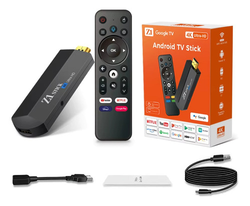 Convertidor Smart Tv Stick Z1 Android 4k Streaming Google Tv Negro De Voz