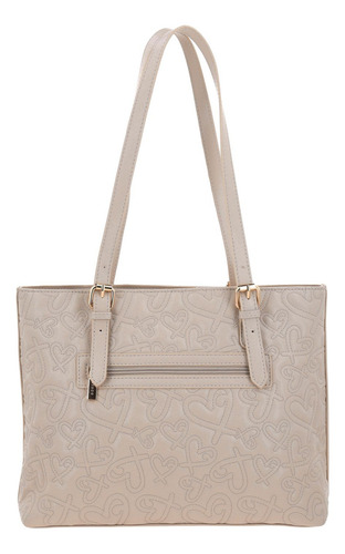 Bolsa Tote Gorett Shantal Gs25083-e Color Beige Correa De Hombro Beige Diseño De La Tela Corazones