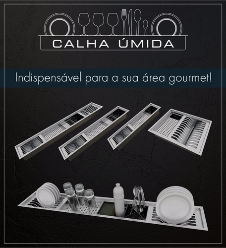 Calha Úmida Canal Organizador Equipado Escorredor Embutido