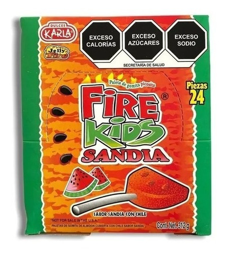 Dulces Karla Paleta Fire Kids Sandia Con Chile 24pz 312g