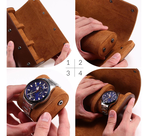 1 Rollo De Reloj De Viaje Con Caja De Reloj Portátil De 3 Ra