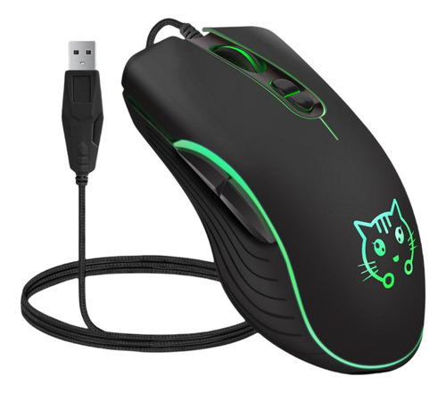 Ratón Ergonómico Para Juegos Con Cable, Luces De