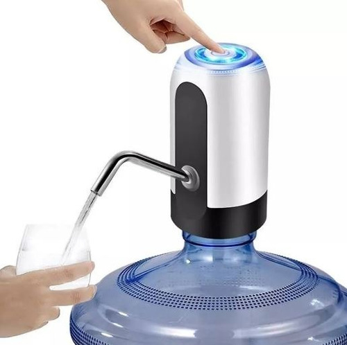 Dispenser Bomba De Agua Bidon Automatico Usb Recargable Color Blanco C/Negro