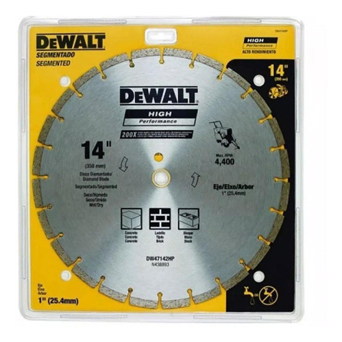 Disco Diamantado Segmentado 14  Hp Dewalt Dw47142hp