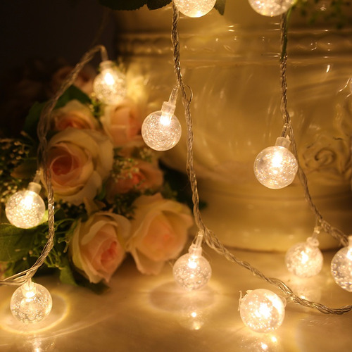 Guirnalda Led Bolitas Cristal Exterior Calida Con Enchufe