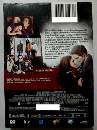 Crepúsculo Twilight Robert Pattinson Dvd Con Slipcover (Usado)