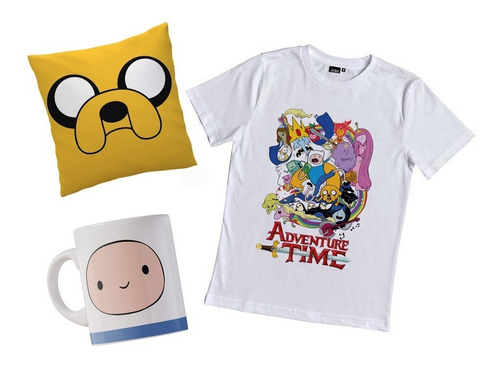 Remera Hora De Aventura Jake Finn Combo Con Taza Y Almohada