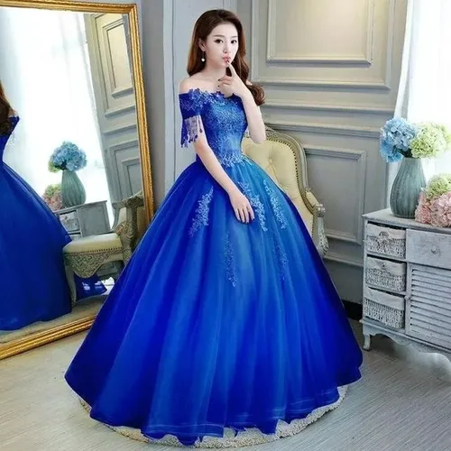 Vestido Xv Años 15 Añosfino Cenicienta Barato Azul