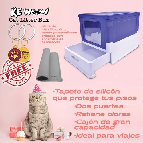 Kewoow Arenero Para Gato Caja De Arena Retiene Olores Viaje