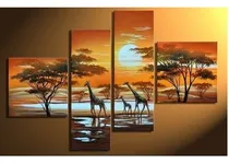 Comprar Cuadros Tripticos Modernos Paisajes Africanos Pintados.