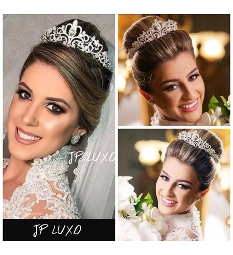 Coroa Noiva Tiara Debutante 15 Anos Porta Coque Miss Prata 