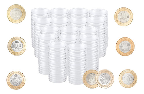 20 Capsulas Para Monedas 20 Pesos De 30mm Dodecagonales 30mm