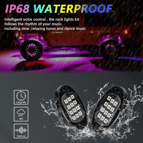 Kit De 8 Luces Led Rock Light Bluetooth App Universal Je