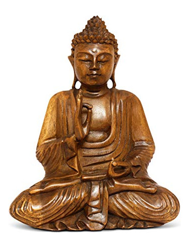 Colección G6 - Estatua De Buda Sentado Sereno De Madera De 1