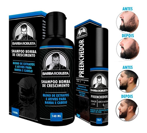 Imagem 1 de 9 de Escurecedor De Barba Preeche E Cobre Falhas + Shampoo