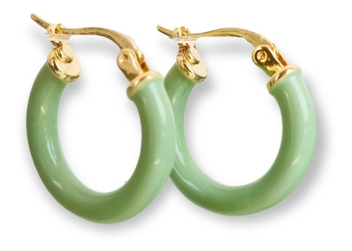 Argollas Hoop Chapadas En Oro 18k Colores Alegres Resina 