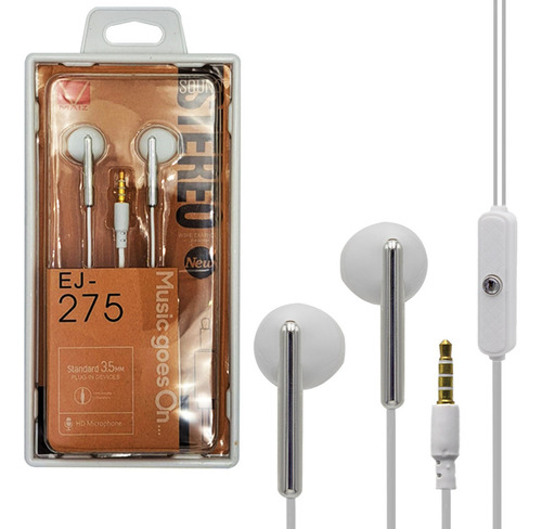 Audifonos Alambricos Jack 3.5mm In-ear Manos Libres Pc Color Blanco