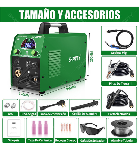 Inversor Soldadora Shawty Mig Con/sin De Gas Y Mma 200a