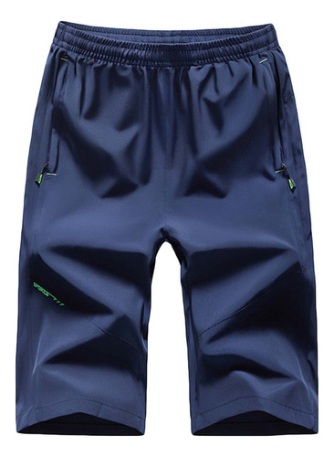 1n Pantalones Cortos De Cintura Elástica Sólida Para Hombre