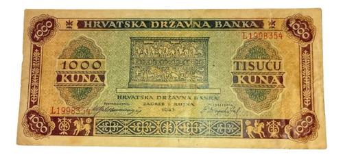 Billete Croacia Ocupacion Alemana 2*guerra 1000 Kuna 1943 Vf