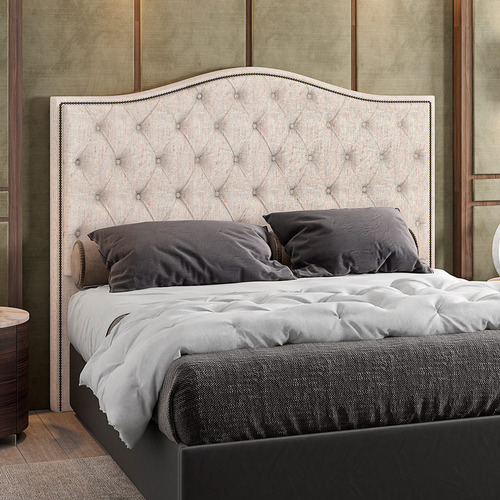 Cabeceira Cama Box King Quarto 195cm Grécia Linho Bege Claro