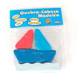 Quebra-cabeça Barco Em Madeira Com 4 Peças