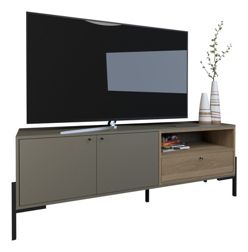 Rack Mesa Tv Smart Led 150 Cm Mueble Moderno Patas Hierro 