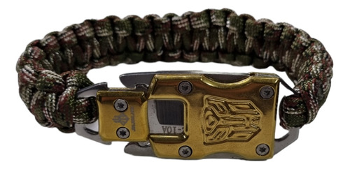 Pulsera Cordon Tactico Negro Survival Verde Camo Transformer