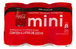 Pack Refrigerante sem Açúcar Coca-Cola Mini Lata 6 Unidades 220ml Cada