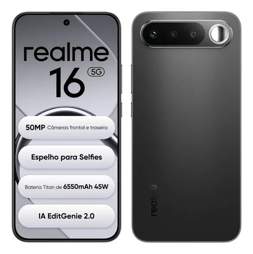 Smartphone Celular Realme 16 5g 256gb 12gb Ram Dual Sim Câmera De...
