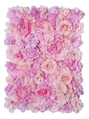 2 Panel Muro Flores Artificiales Pared Floral Rosa Hortensia