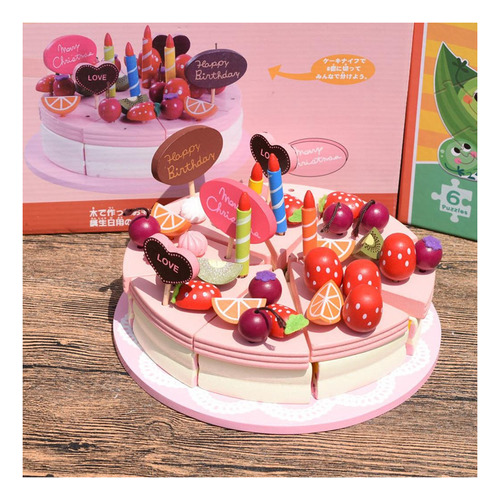 Comida Simulada Para Niños, Tarta Cortada En Madera Para Fie