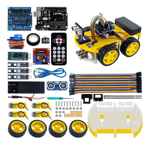 Lafvin Kit Coche 4wd Robot Arduino Con Sensor Ultrasónico