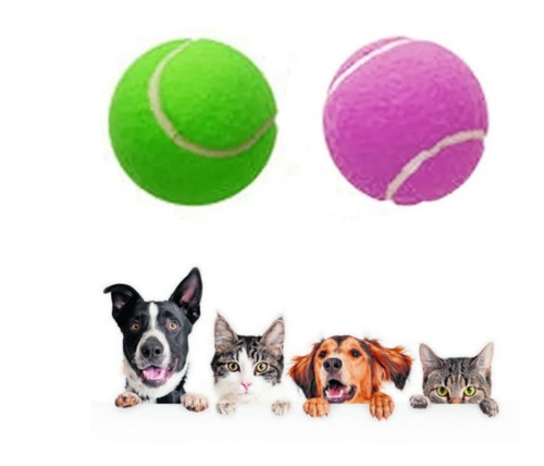 Kit X 2 Pelotas Tipo Tenis Rebotadoras Para Cachorros Gatos