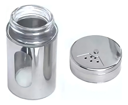 Pote Porta Tempero Condimento De Vidro Inox Am-3859/1 Cor Prateado