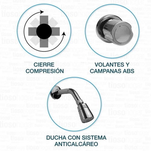 Imagen 5 de 10 de Griferia Ducha Embutir Transferencia Baño Viva Cromo Vc3303