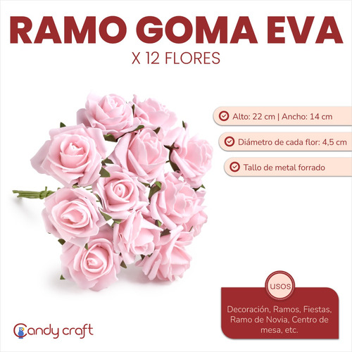 Ramo De Goma Eva X 12 Flores Artificiales! Centro De Mesa