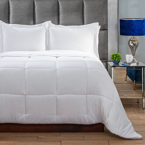 Set De Edredón Matrimonial 7 Pz Fundas De Almohada Y Sábanas Color Blanco Diseño De La Tela Geométrica