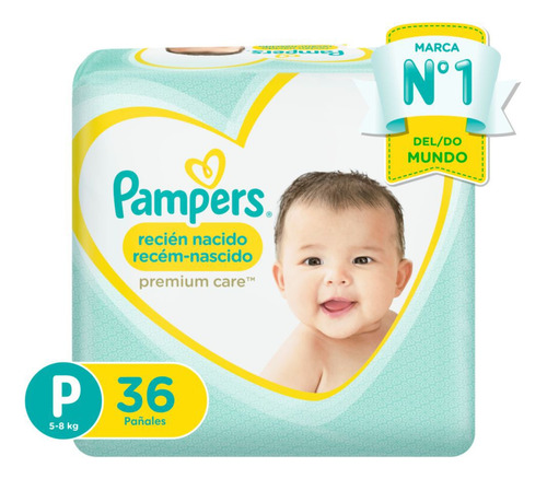 Pañales Pampers Recién Nacido Premium Care Talla P 36 Un