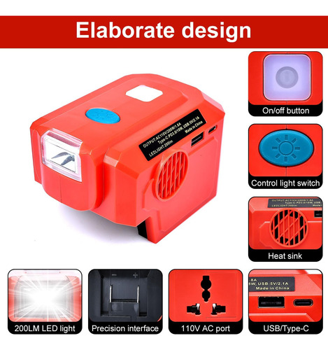 Inversor De Corriente Portátil De 200 W Compatible Con Bater