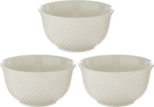 Jogo Tigela Bowl Porcelana New Bone Dots Branco 380ml 3pç