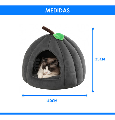 Cama Cucha Cueva Casa Mascota Gato Pequeña Calabaza 40cm Gris