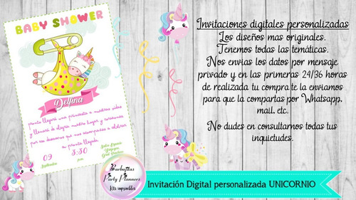 Featured image of post Invitacion Unicornio Bebe Tarjetas imprimibles de unicornios para cumplea os