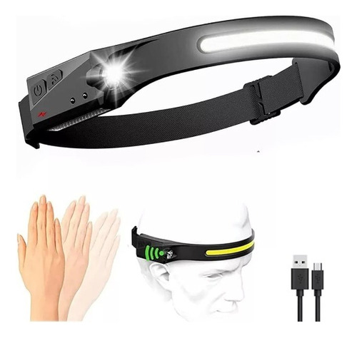 Linterna Led Tipo Vincha Recargable Con Sensor Bici -deporte