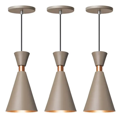 Kit 3 Pendente Lustre Luminária Mini Pequim Fendi 24cm Iluminar A...