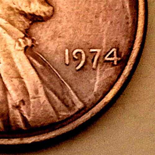 Moneda Antigua U S A - 1 Cent 1974 - Abraham Lincoln (raro) (Usado)