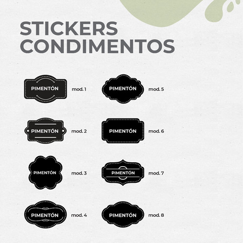 Stickers Condimentos Y Especias Vinilo 4cm X18u