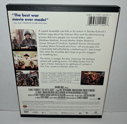 Full Metal Jacket Dvd Stanley Kubrick Collection Pelicula (Usado)