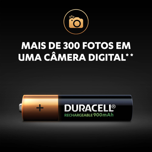 Imagem 5 de 6 de Pilha Recarregável Aaa Palito 900mah Duracell Com 4 Un.