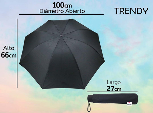 Imagen 2 de 10 de Paraguas Reforzado Antiviento Trendy Varillas Resistentes